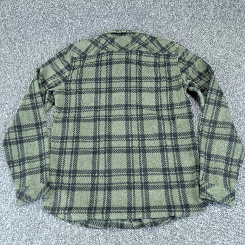 O'Neill Gorpcore Plaid Fleece Shirt Jacket Mens Small Green Snap Front Shacket